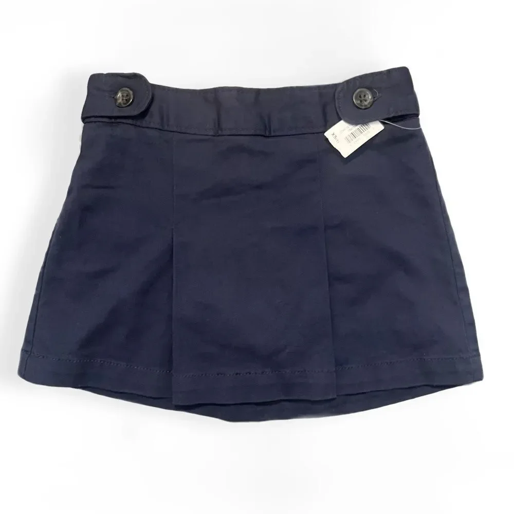 Nwt Old Navy Twill Pleated Elastic Waist Skort in Uniform Blue Girls Size XS (5)
